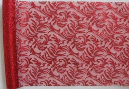 Organza 36cm x 4,5m glitrovaná červená
