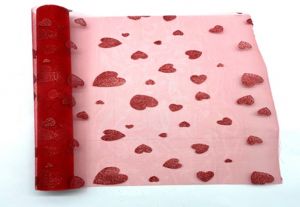 Organza 30 36cm x 4,5m glitrovaná červená