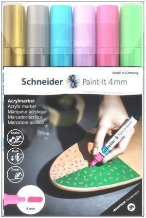 Akrylové popisovače "Paint-It 320", sada 6 barev, 4 mm, SCHNEIDER