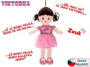 Panenka Viktorka hadrová 32cm česky mluvící na baterie světle růžová
