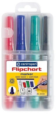 Značkovač 8550 flipchart Centropen, kulatý, sada 4 ks