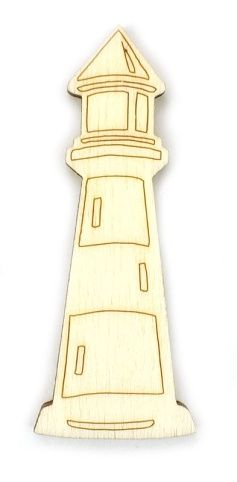 Dřevěný výřez, maják, 2,1 x 5,5 cm