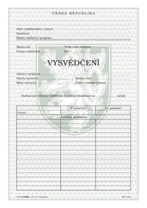 Vysvědčení ročníkové SŠ - 30 povinných předmětů