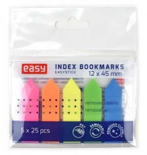 Samolepicí šipka plast 12 x 45 mm, 5 x 25 listů, neon