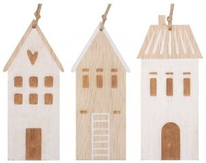 Dřevěný domek na zavěšení přírodní 13 cm
