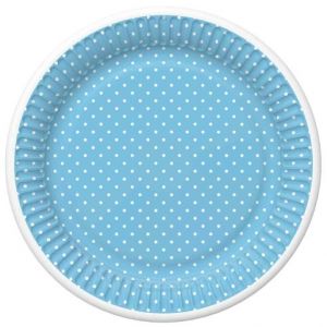 Papírový talíř velký - White Dots on Blue