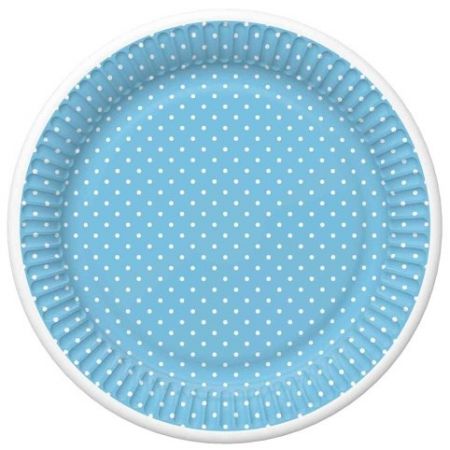 Papírový talíř velký - White Dots on Blue