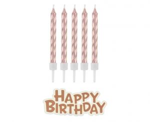Svíčky dortové - měděné s nápisem Happy Birthday 6cm