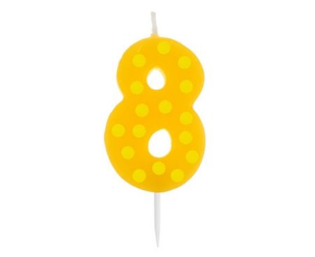 Svíčka dortová TEČKY "8" 6cm