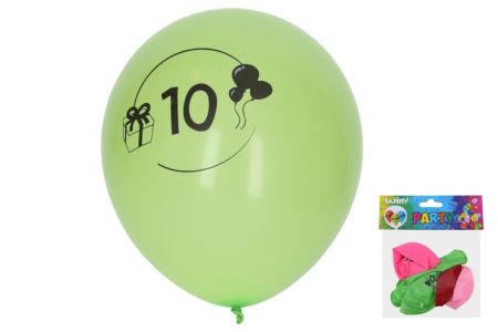 Balónek nafukovací 30 cm - číslo "10", 5ks (W025459)