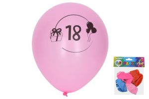 Balónek nafukovací 30 cm -číslo"18", 5ks (W025460)