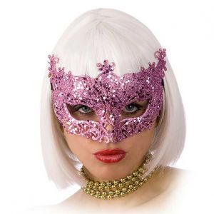Škraboška růžová glitrová