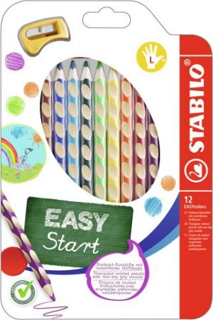 STABILO Ergonomické pastelky pro leváky - EASYcolors - 12 ks sada s ořezávátkem - 12 různý