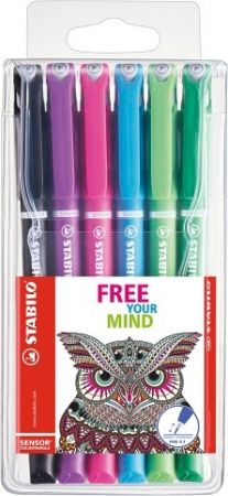 STABILO Jemný liner s odpruženým hrotem - SENSOR - fine COLORTANGLE Edition - 6 ks sada -