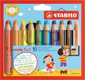 STABILO Pastelka, vodovka & voskovka v jednom - woody 3 in 1 - 10 ks sada - 10 různých bar
