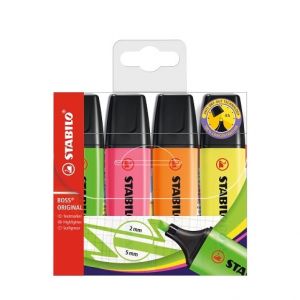 STABILO Zvýrazňovač - BOSS ORIGINAL - 4 ks sada - žlutá, oranžová, zelená, růžová