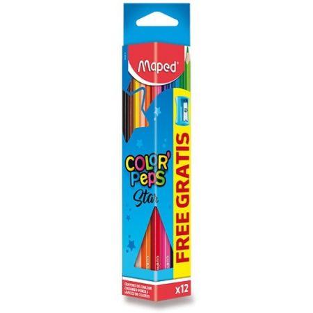 Pastelky Maped Color' Peps 12 barev (+ořezávátko)