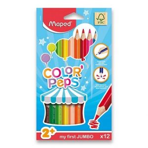 Pastelky Maped Color' Peps Jumbo - 12 barev, trojhranné