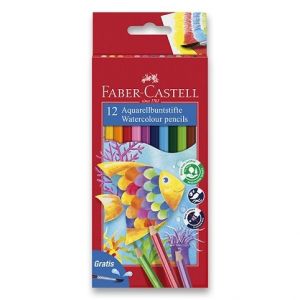 FABER Akvarelové pastelky 12ks+ štětec 