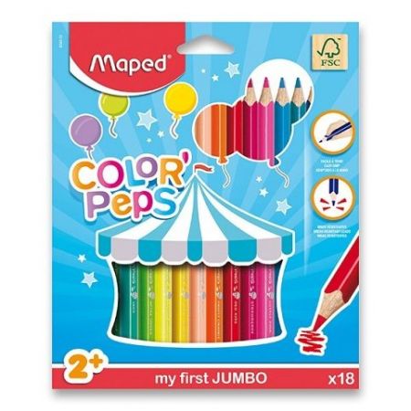 Pastelky trojboké Jumbo Color' Peps 18ks