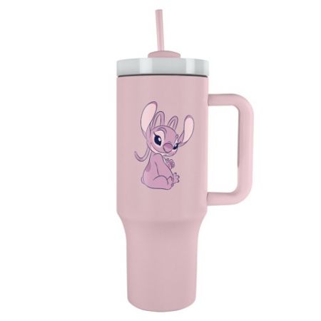 Lilo a Stitch cestovní hrnek s brčkem růžový
