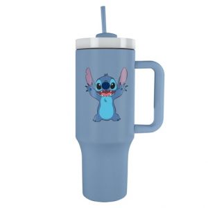 Lilo a Stitch cestovný hrnek s brčkem modrý
