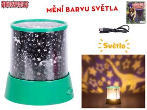 Dinoworld lampička/projektor 12cm 360° na baterie se světlem měnící barvu v krabičce