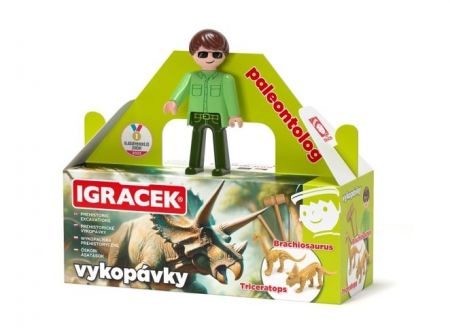 EFKO Igráček Paleontolog - figurka s vykopávkami dinosaurů Triceratopse a Brachiosaura