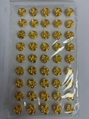 Nálepky růžičky 12 mm, 45 ks, zlaté