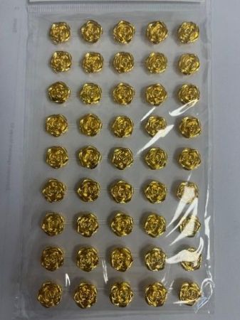 Nálepky růžičky 12 mm, 45 ks, zlaté