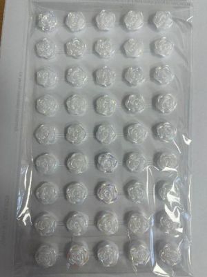 Nálepky růžičky 12 mm, 45 ks, bílé s odlesky