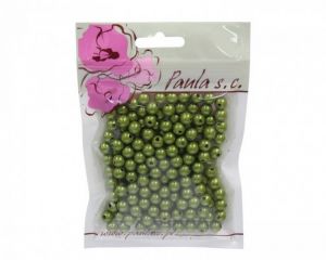 Korálky 8mm olivové plastové 50 g
