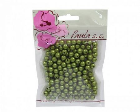 Korálky 8mm olivové plastové 50 g