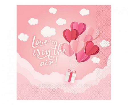 Papírové ubrousky Love pink, 33x33cm,20ks