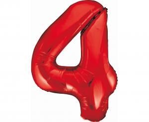 GD balónek fóliový 85cm B&C "4" červená