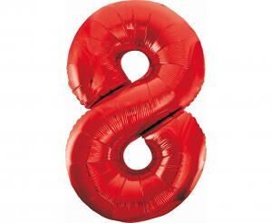 GD balónek fóliový 85cm B&amp;C "8" červená