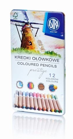 Pastelky z cedrového dřeva ASTRA PRESTIGE 12 barev METAL BOX