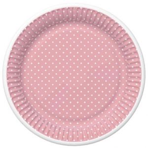 Papírový talíř malý - White Dots on Pink