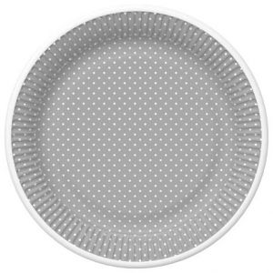 Papírový talíř malý - White Dots on Grey