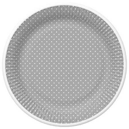 Papírový talíř malý - White Dots on Grey