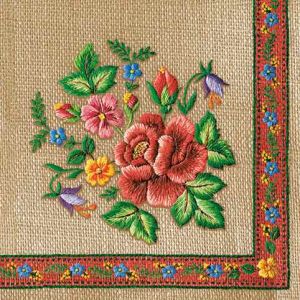 Ubrousky MAKI L (20ks) Roses Mountain Embroidery Folk on Grey