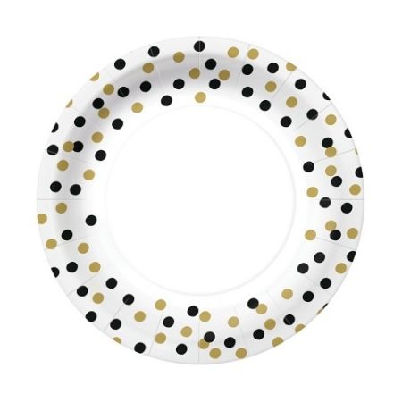 Papírový talíř velký - Confetti Gold&amp;Black