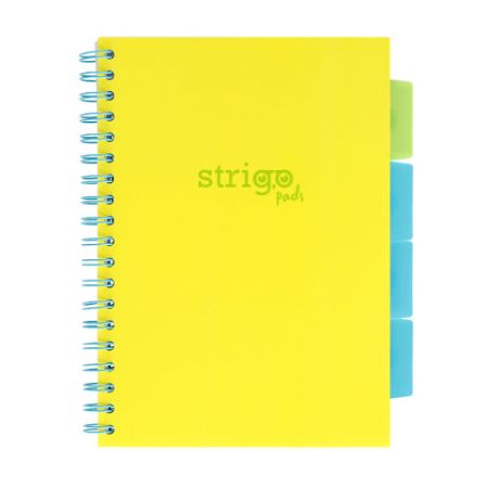 Blok Strigo B5/100l 80g NEON žlutý spirála s rozřaďovačem