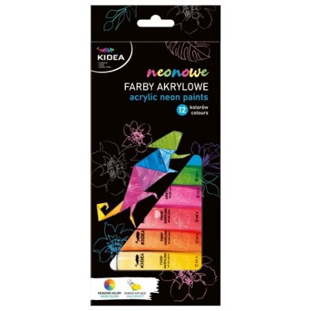 Akrylové barvy neonové 12 ks 12 ml KIDEA