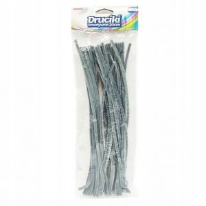 Drátek plyšový 30 cm 40 ks šedý