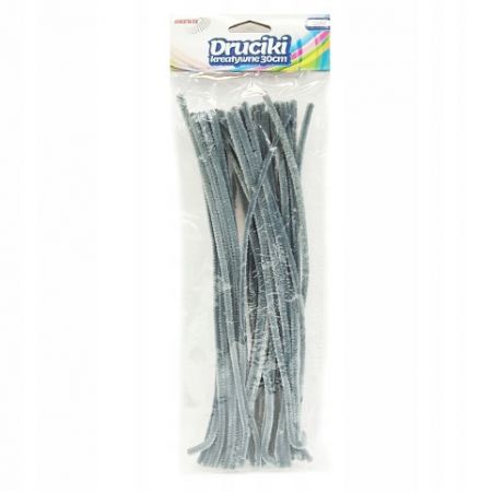 Drátek plyšový 30 cm 40 ks šedý