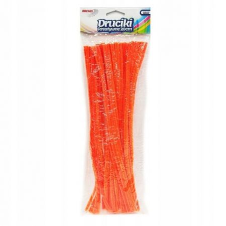 Drátek plyšový 30 cm 40 ks oranžový neon