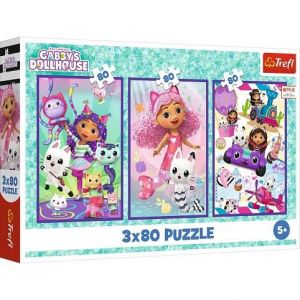Puzzle Gabbyiny barevné dny 3v1 3x80 dílků
