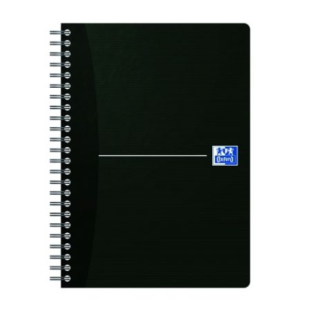 Oxford - Blok spirálový Oxford Essentials A5/90 listů, čtverečkovaný, černý