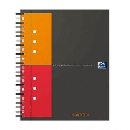 Oxford - Blok spirálový Oxford International Notebook A5+/80 listů, čtverečkovaný, šedý